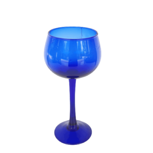 Porta Vela Taça Azul de Vidro