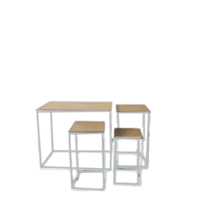 Kit 4 Mesas de Ferro Tampo Rústico