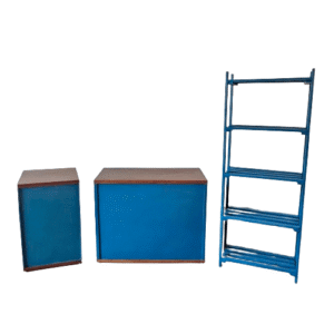 Kit Mesas e Estante Azul Petróleo