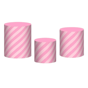 Trio de Cilindros Rosa Listrados P, M e G